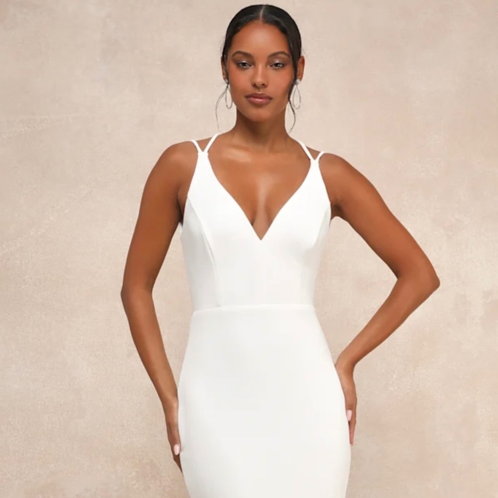 Lulus All This Allure White Strappy Backless Mermaid Maxi Dress - Size M